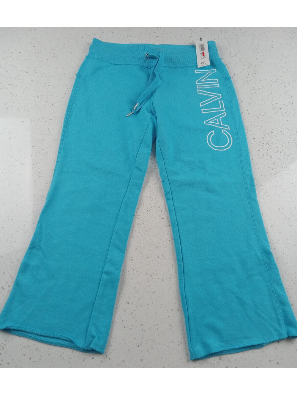 Calvin Klein Capri Sweatpants Womens XS Extra Small Teal Blue Logo Joggers NWT